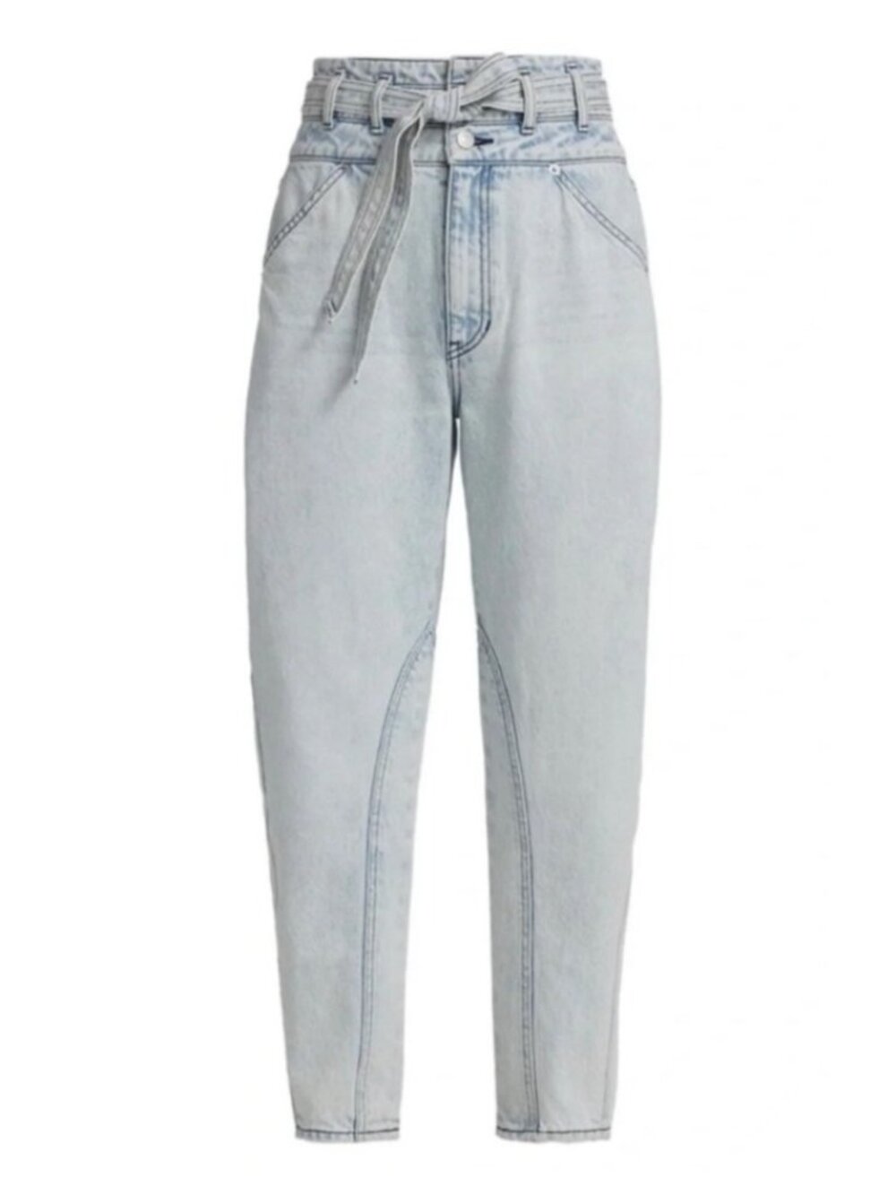 NEW $328 Veronica Beard Pearl Barrel Leg High-Rise Tapered Belted Jeans Sky